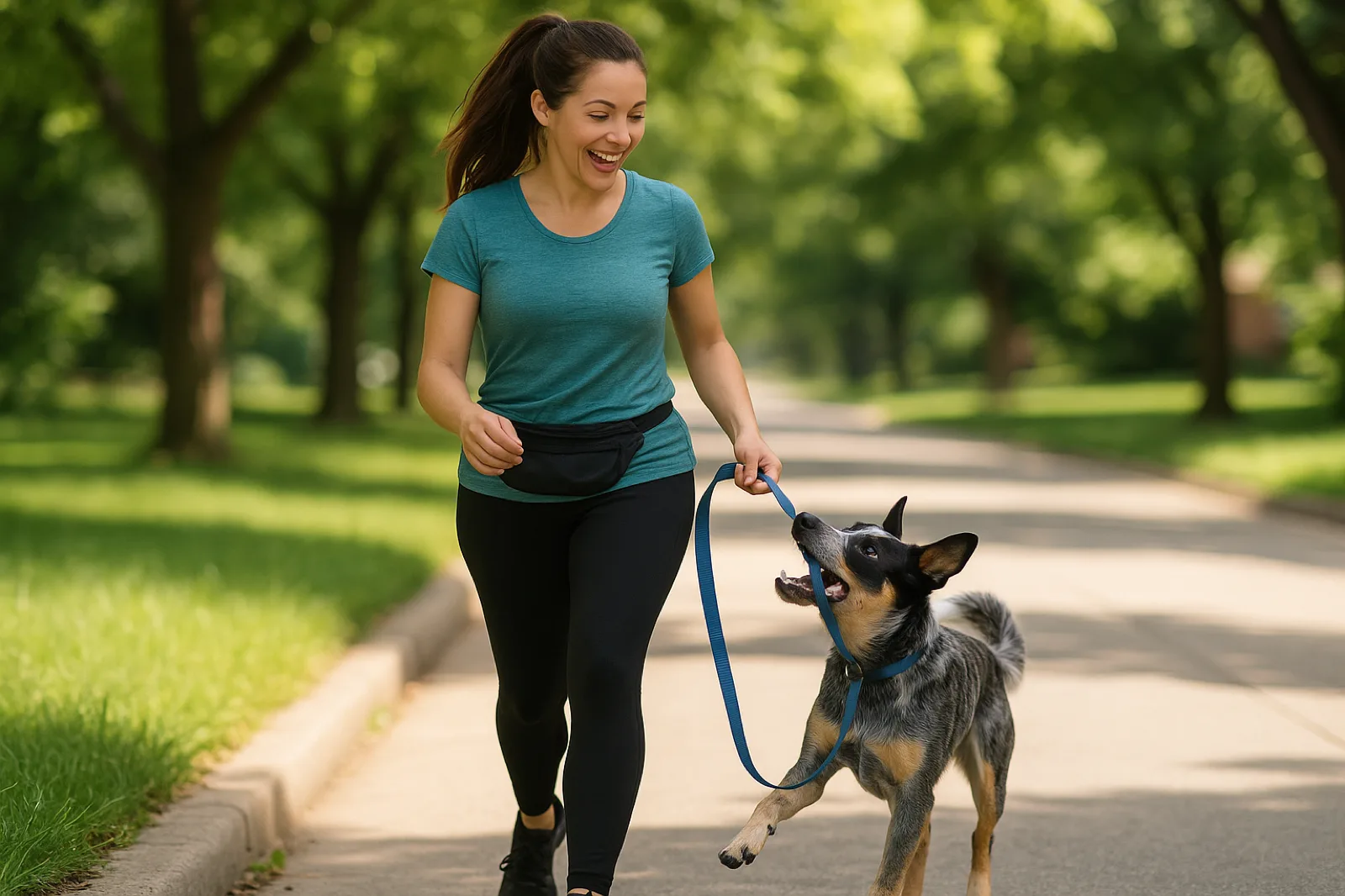 Dog walking at heel during training